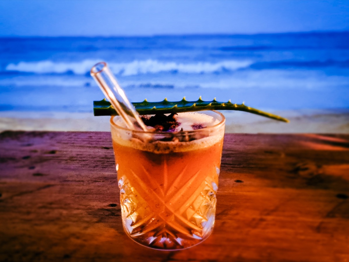 Aloe cocktail served at Zatiny beach bar, Boutique Hotel Matlai